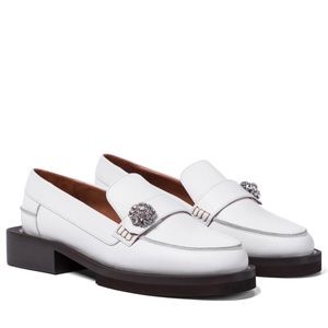 GANNI Crystal Embellished Loafer in White: Sz EU 36 / US 6